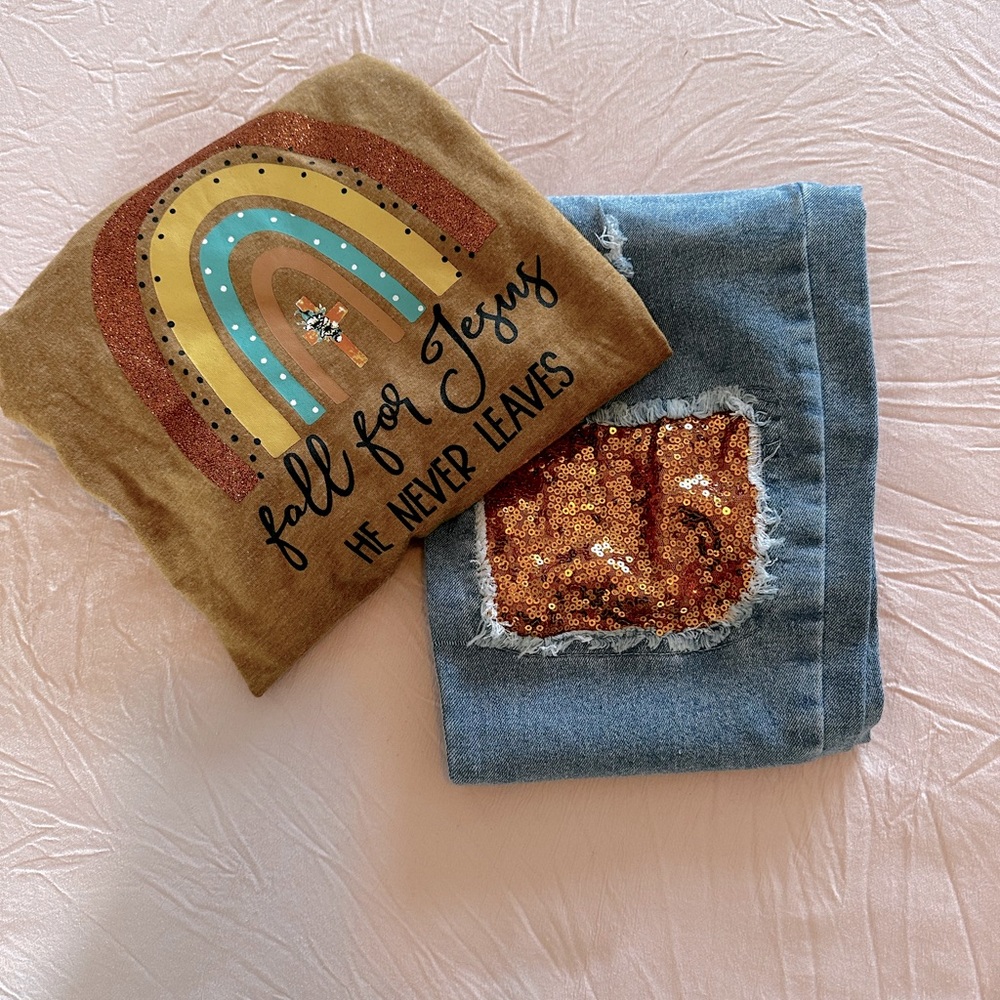 🛑SOLD🛑 Trendy Fall For Jesus Top and Jeans